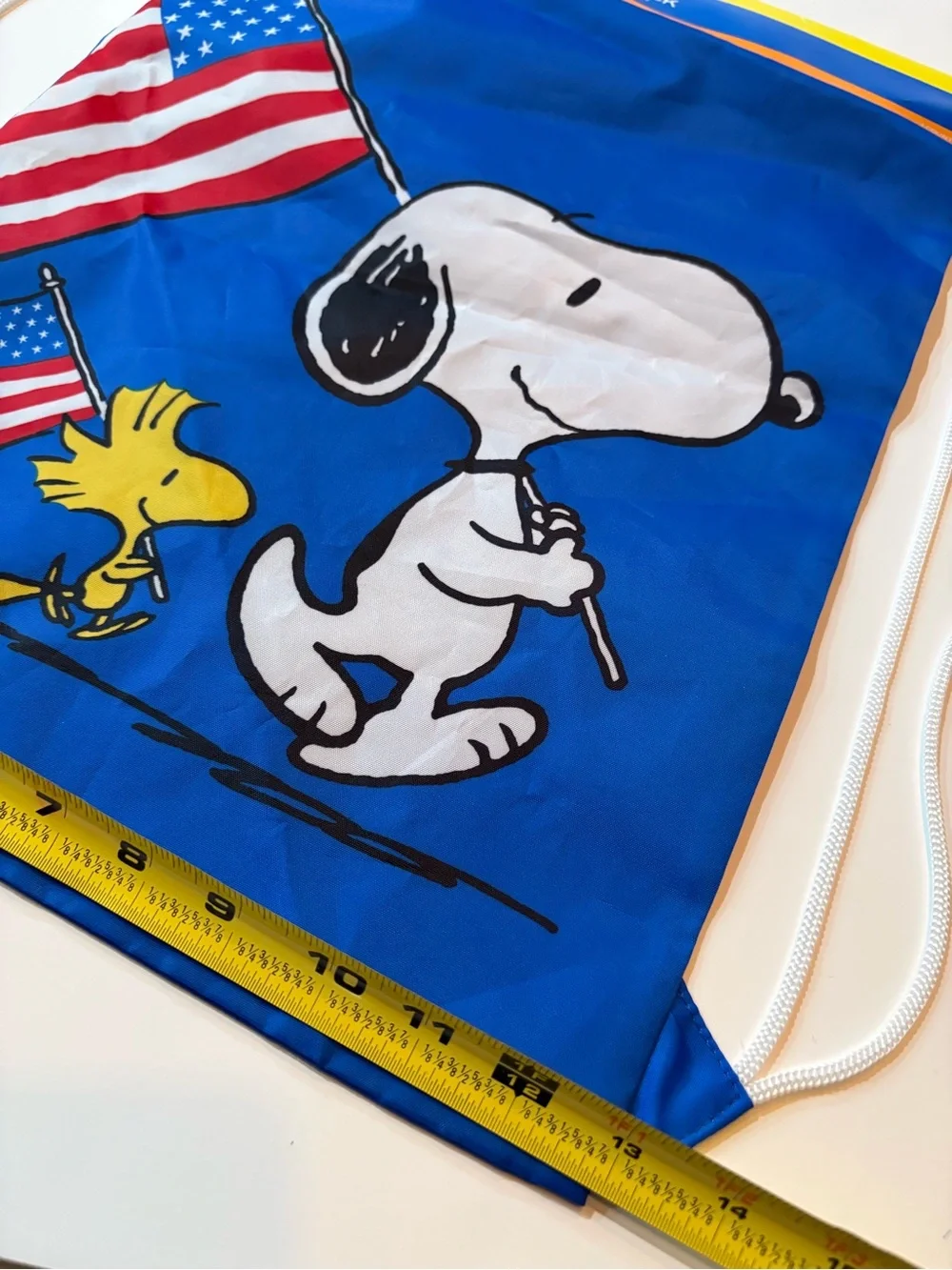 Snoopy & Woodstock Blue Patriotic Drawstring Cinch Pack